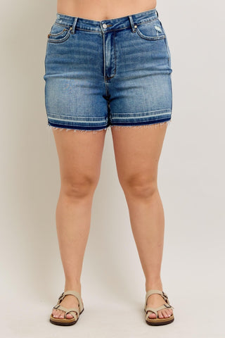 Judy Blue High Waisted Tummy Control Vintage Wash Release Hem Shorts