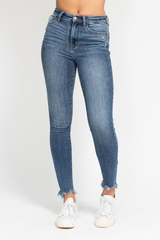 Judy Blue High Waisted Skinny With Destroy & Shark Bit Hem