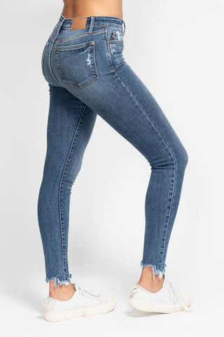 Judy Blue High Waisted Skinny With Destroy & Shark Bit Hem