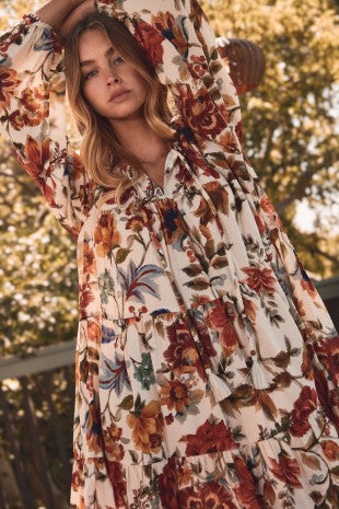 Floral Printed Gathered Mini Dress