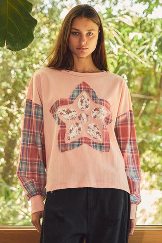 Star Flower Applique Sweatshirt
