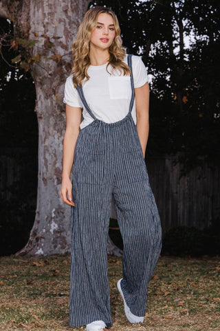 Striped Wide Leg Suspender