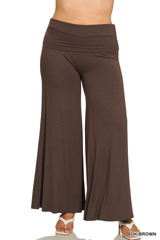 Pants Fold Over Waist Comfy Palazzo
