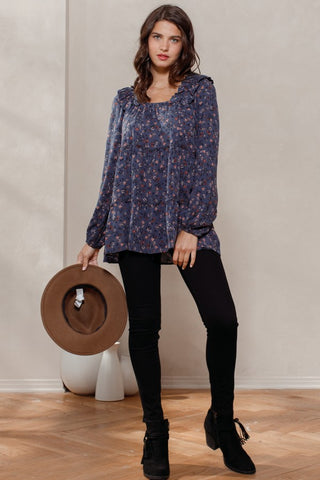 Floral Tiered Woven Top