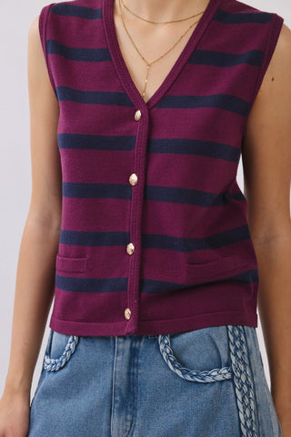 Striped Knit Sweater Vest