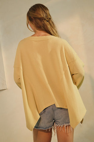 Textured V Neck Knit Thermal