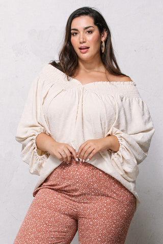 Balloon Sleeve Woven Top