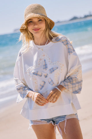 Oversized French Terry 3/4 Sleeve Pullover