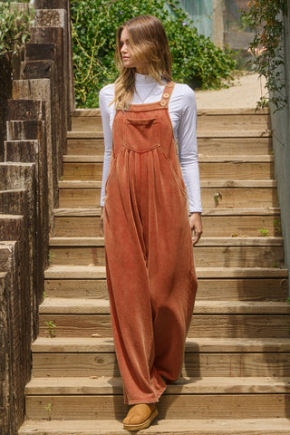 Washed French Terry Pleated Jumpsuit