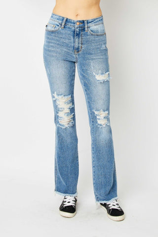 Judy Blue High Waisted Destroy Hem Bootcut Jeans