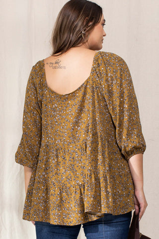 Floral Print Square Neckline Top