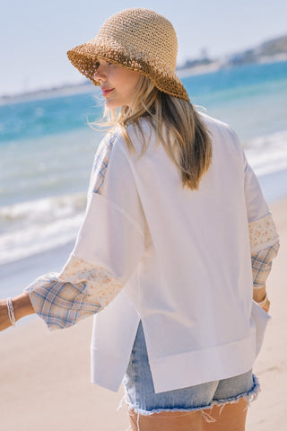 Oversized French Terry 3/4 Sleeve Pullover