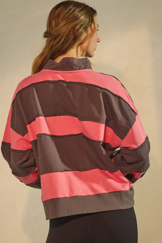 Washed Color Block Pullover