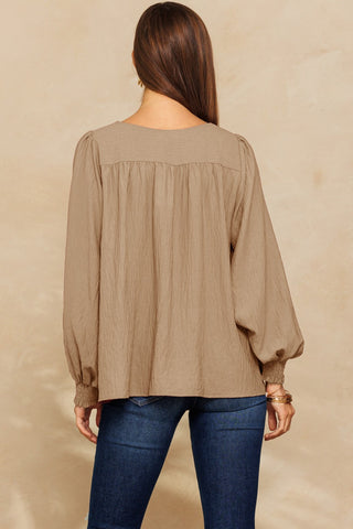 Sold Long Puff Sleeve Woven Top