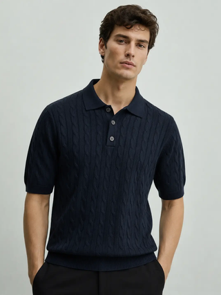 Hawk's Bay Men's Cable Knit Polo