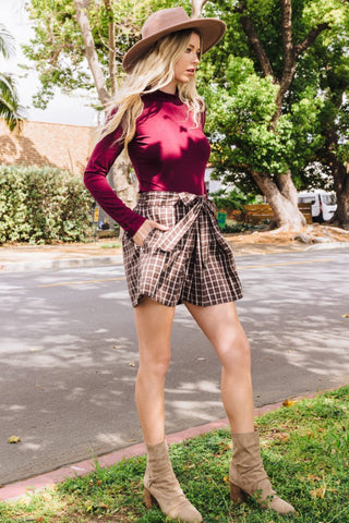 Plaid Pleated Shorts