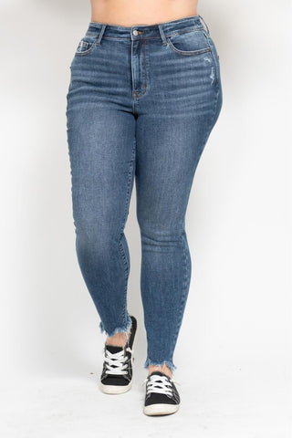 Judy Blue High Waisted Skinny With Destroy & Shark Bit Hem