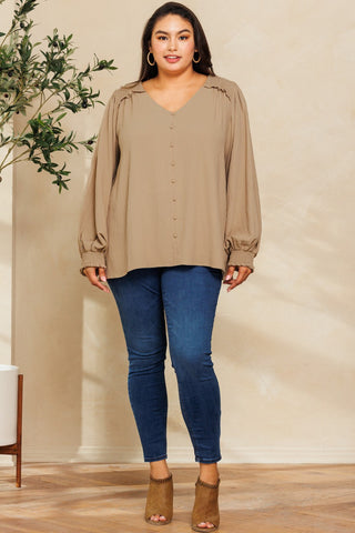 Sold Long Puff Sleeve Woven Top