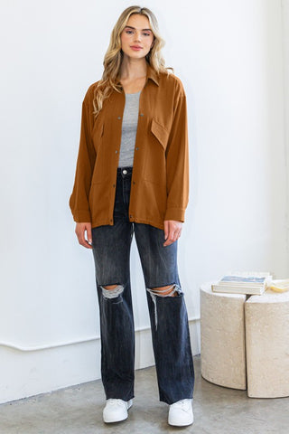 Oversized Lightweight Jacket with Adjustable Back Hem