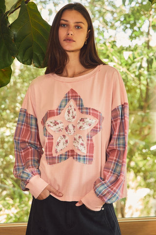 Star Flower Applique Sweatshirt