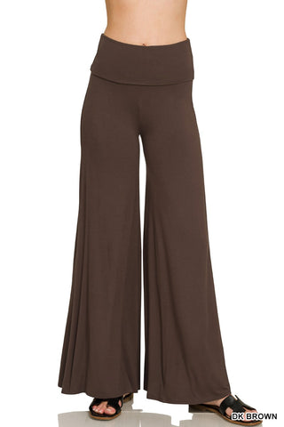 Pants Fold Over Waist Comfy Palazzo