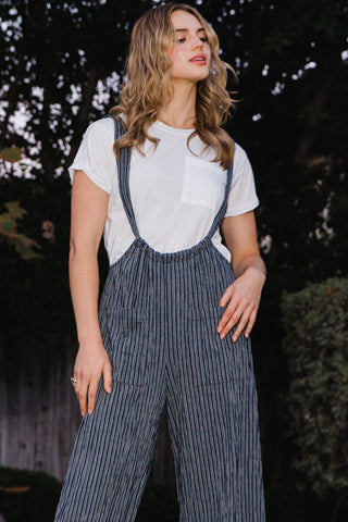 Striped Wide Leg Suspender