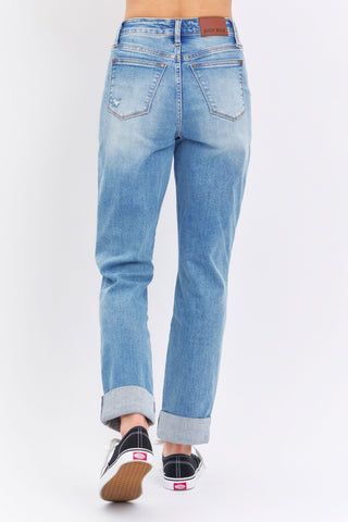 Judy Blue High Waist Patch Pocket & Destroy Boyfriend Jeans