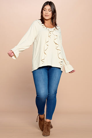 Ruffle Detailed Woven Loose Fit Top