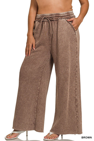 Sweatpants Acid Wash Fleece Palazzo