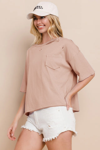 Solid Knit Cut-Out Top