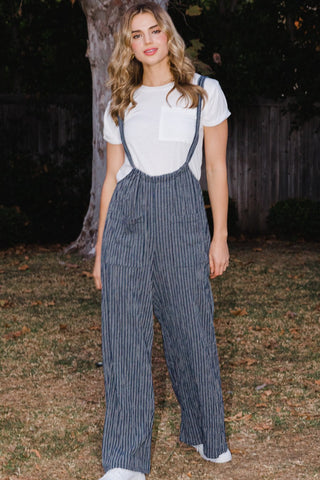 Striped Wide Leg Suspender
