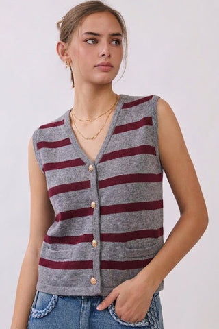 Striped Knit Sweater Vest
