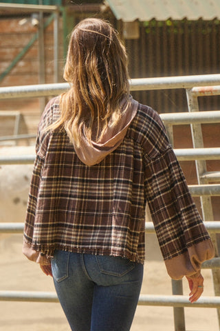 Plaid Longsleeve Pullover Hoodie