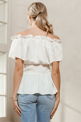 Solid Woven Ruffle Top