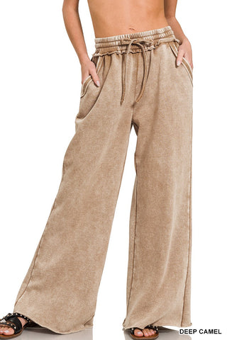 Sweatpants Acid Wash Fleece Palazzo