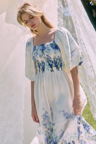 Floral Border Printed Maxi Dress
