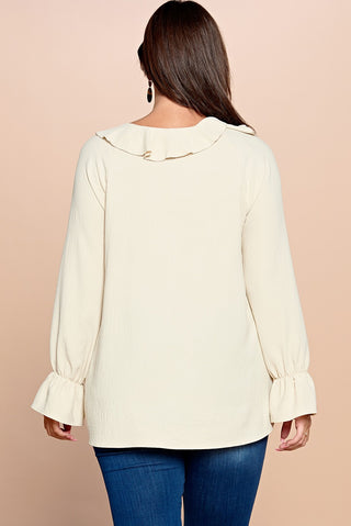 Ruffle Detailed Woven Loose Fit Top