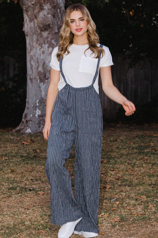 Striped Wide Leg Suspender