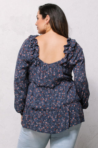 Floral Tiered Woven Top
