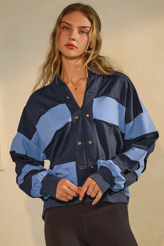 Washed Color Block Pullover