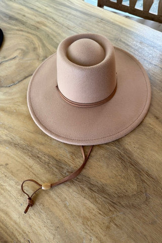 Vegan Felt Rancher Hat with Chin Cord