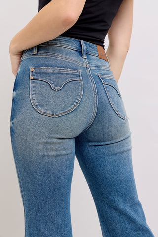 Judy Blue Midrise Tummy Control Vintage Wash Flare Jeans