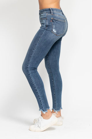 Judy Blue High Waisted Skinny With Destroy & Shark Bit Hem