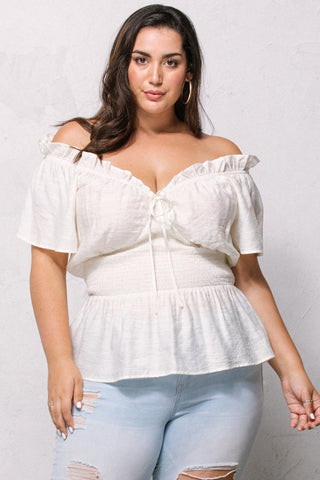 Solid Woven Ruffle Top
