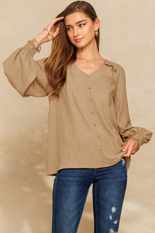 Sold Long Puff Sleeve Woven Top