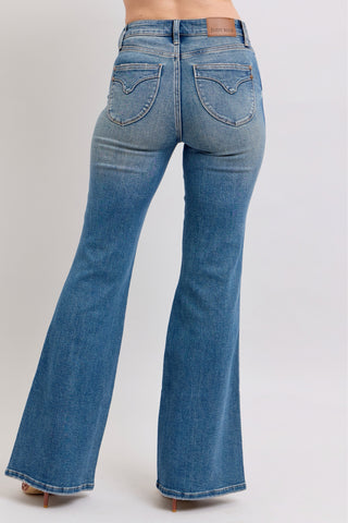 Judy Blue Midrise Tummy Control Vintage Wash Flare Jeans
