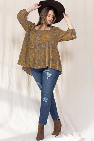 Floral Print Square Neckline Top