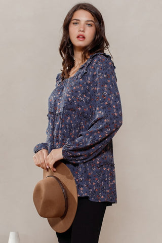 Floral Tiered Woven Top
