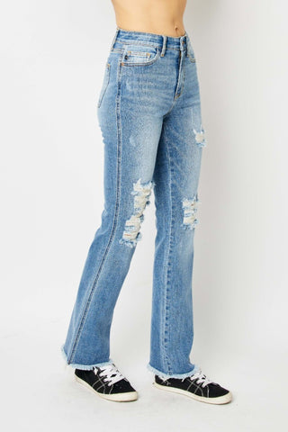 Judy Blue High Waisted Destroy Hem Bootcut Jeans