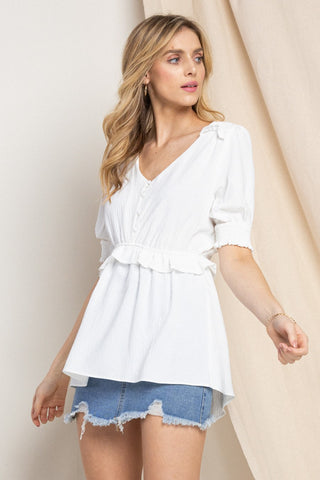 Solid Button Down Blouse